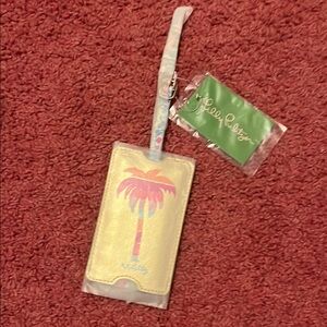 Lilly Pulitzer Gold and Pink Palm Luggage Tag